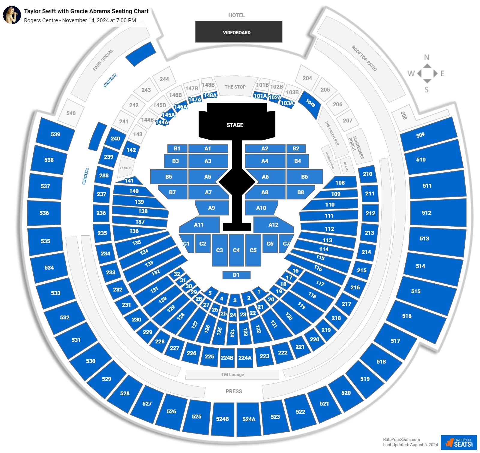 Complete Taylor Swift Eras Tour Seating Guide for Rogers Centre Toronto