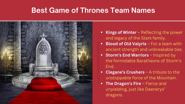 Looking for cool game of thrones team names for your squad? Here are the top picks for your crew.